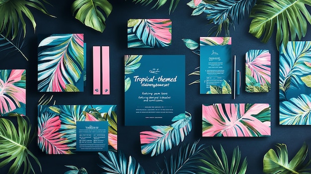 Photo tropicalthemed stationery with bold patterns