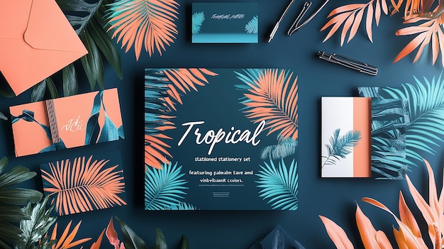 Photo tropicalthemed stationery with bold patterns