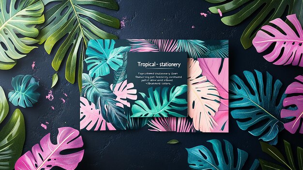 Photo tropicalthemed stationery with bold patterns