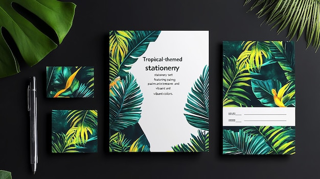 Photo tropicalthemed stationery with bold patterns