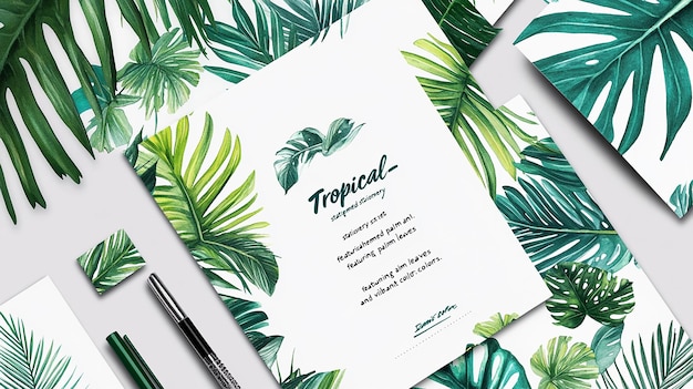 Photo tropicalthemed stationery with bold patterns