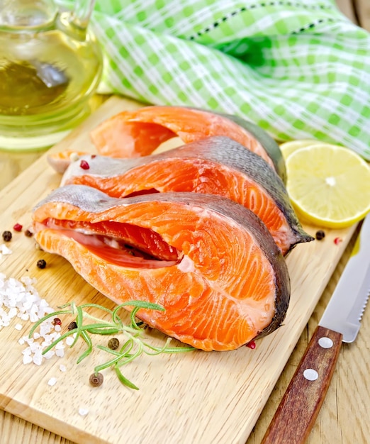 Trout on board with knife and napkin