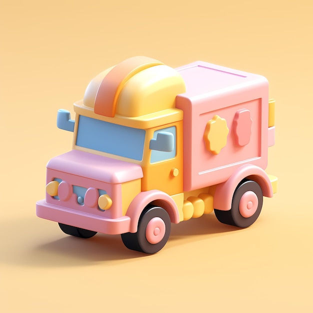 truck 3d soft pastel colors