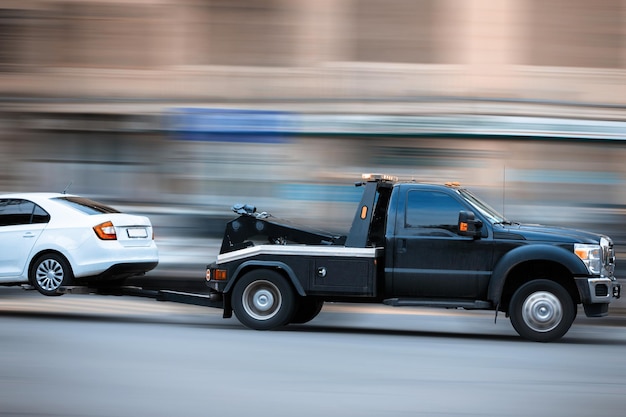 Truck delivers the damaged vehicle