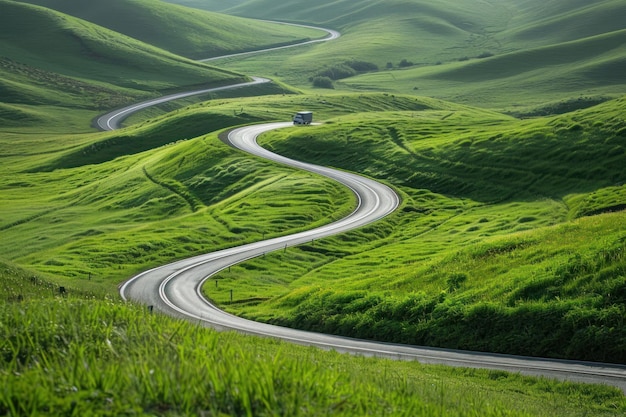 Photo truck driving on road outdoors highway nature