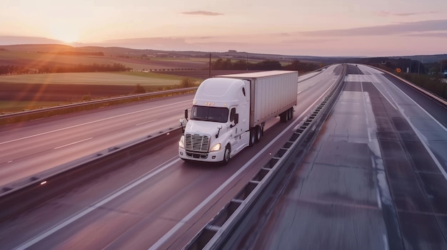 Photo the truck on the highway