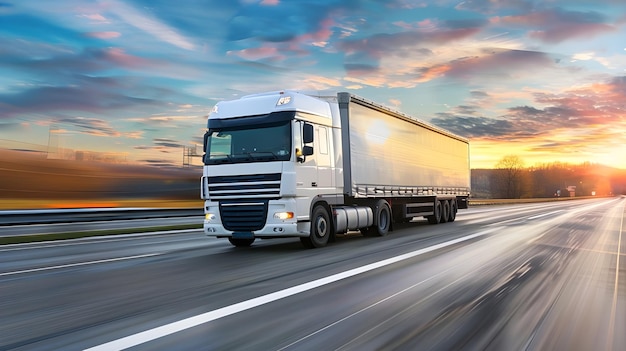 A truck is speeding on the road