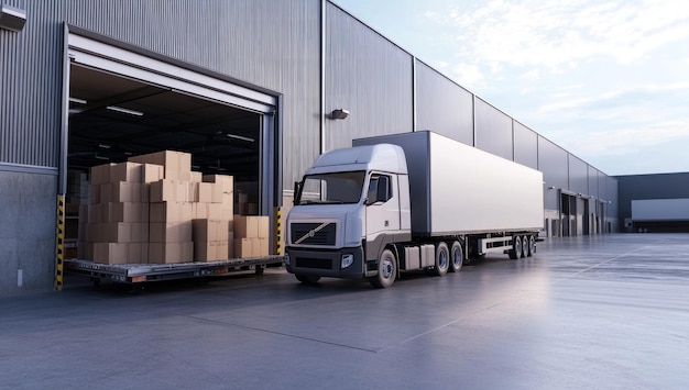 Truck Loading Boxes at a Warehouse