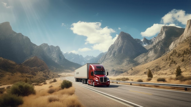 Truck Roaming Through a Breathtaking Mountainous Landscape