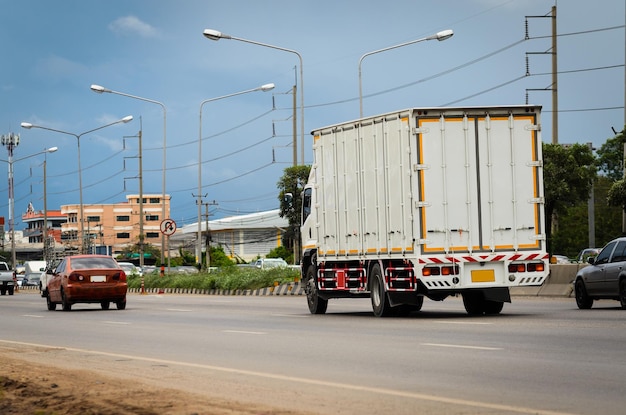 Truck running on the road small truck on the road