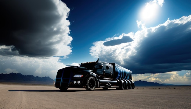 A truck with a tank on the side of it