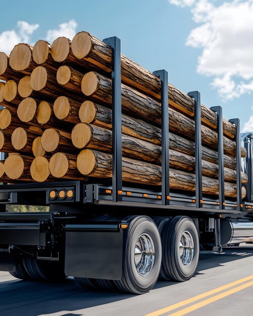 Photo a truck with a trailer full of logs on it