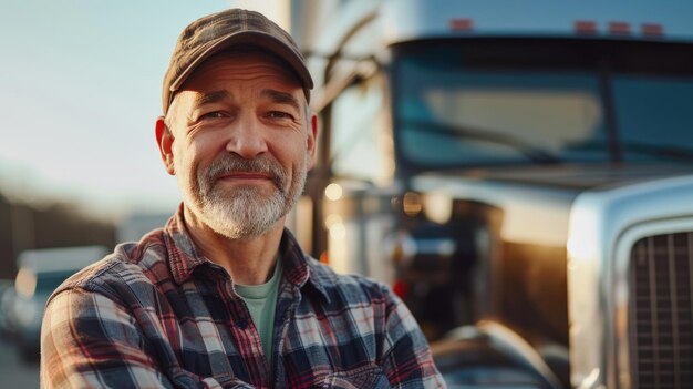 Trucking Professional with His Rig