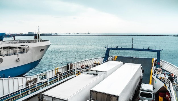 Trucks on the ferry