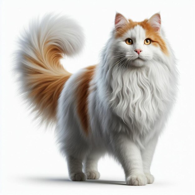 TruetoLife Portrait Majestic Turkish Van Cat Standing Elegantly on White Backdrop