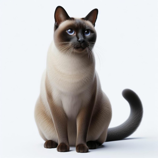 TruetoLife Portrayal Graceful Siamese Cat Standing Proudly Against White Backdrop