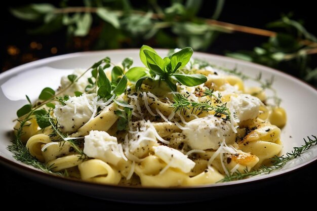 Photo truffle pasta with fresh herb and cheese truffle pasta food image photography