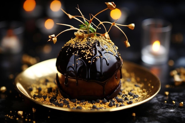 Photo truffle topped with gold leaf delicious truffle dishes photography