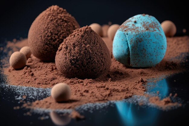 Truffles little spherical chocolate candy dusted with cocoa powder