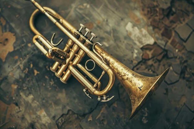 Photo trumpet ancient brass horn