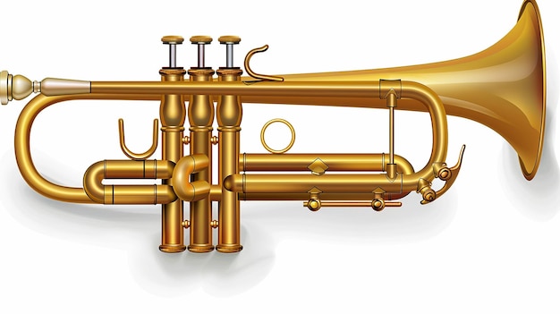 Trumpet music instrument on a white background