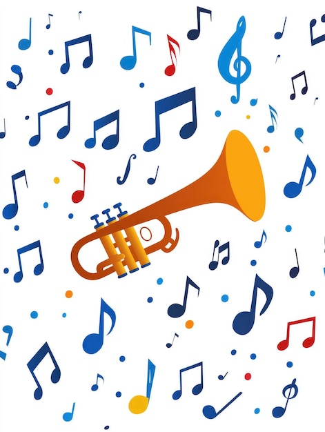 Photo trumpet and music notes pattern