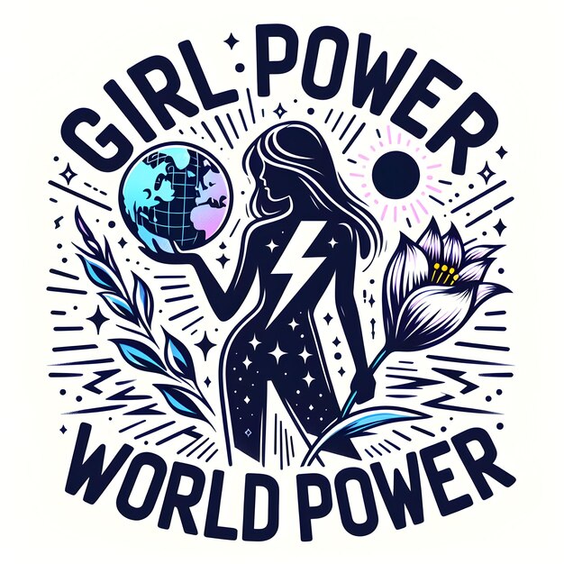 tshirt art design with text Girl Power World Power