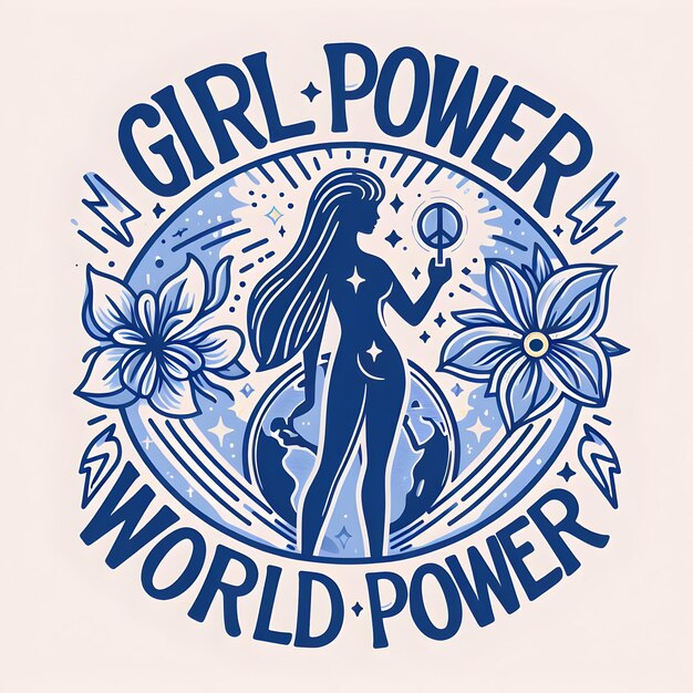 tshirt art design with text Girl Power World Power