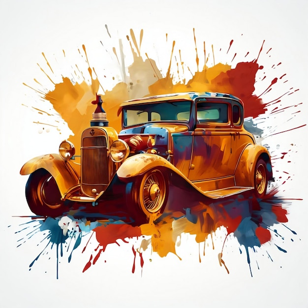 Photo tshirt car design with colors splash