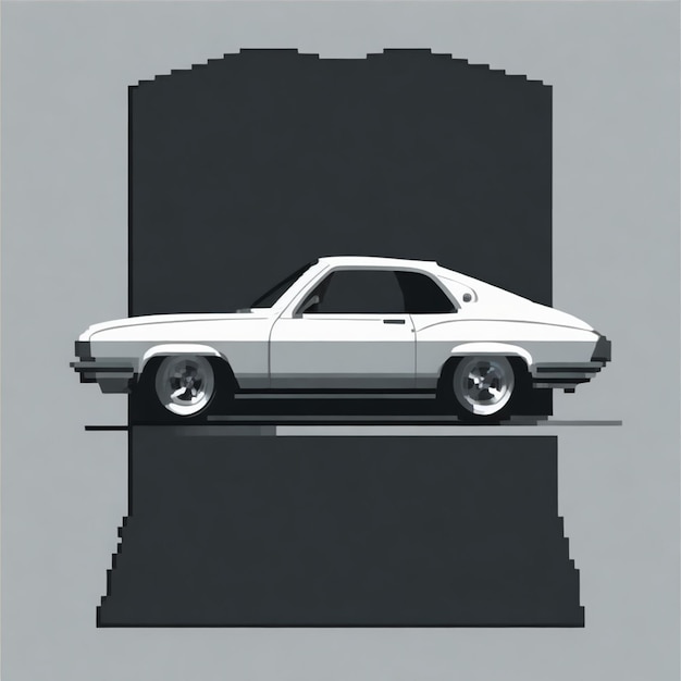 tshirt design graphic of a color full gtr mustang car side minimalist transparent background