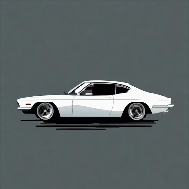 tshirt design graphic of a color full gtr mustang car side minimalist transparent background