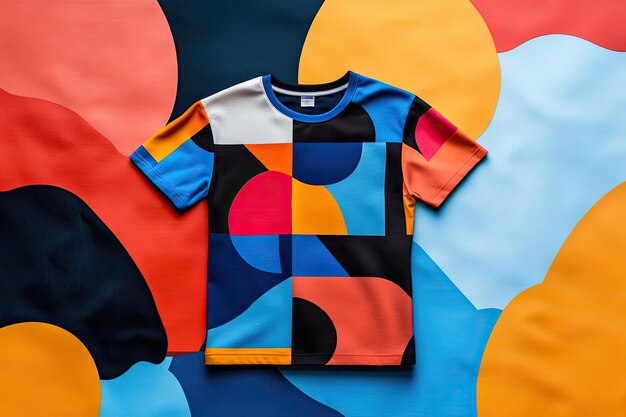 Photo tshirt design template with abstract geometric shapes