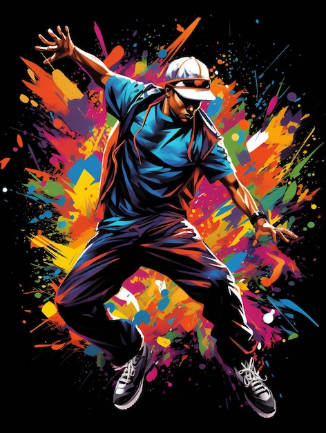 Photo tshirt design a vibrant and energetic illustration of a breakdancer midmove