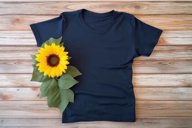 tshirt flat lay mockup on wooden background generative ai