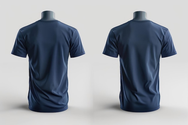 Tshirt front back and side view deep navy blue color for man