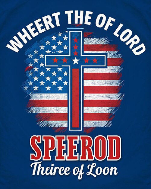 tshirt graphic design for 4th of July The central element cross decorated American flag pattern