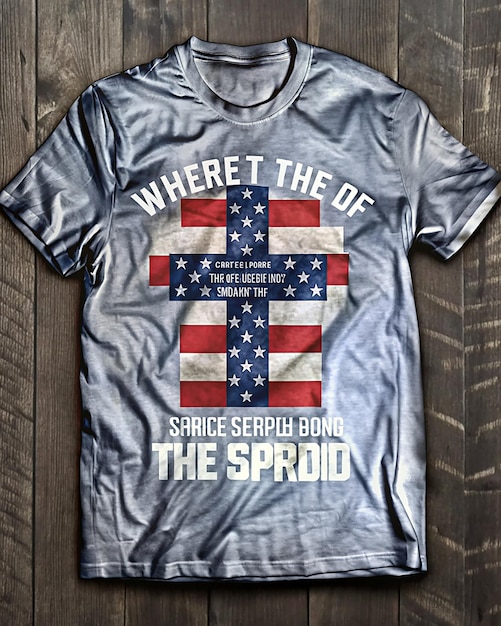 tshirt graphic design for 4th of July The central element cross decorated American flag pattern