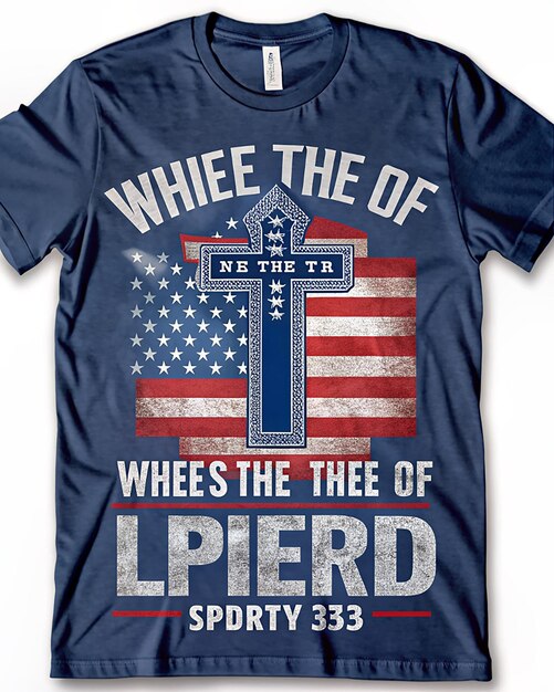 Photo tshirt graphic design for 4th of july the central element cross decorated american flag pattern