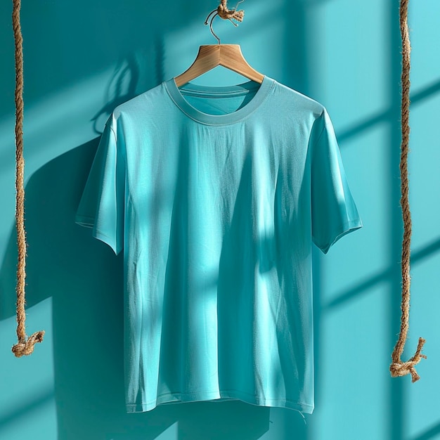 Photo tshirt hanging from a string