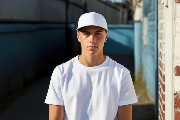 Tshirt looking white teen