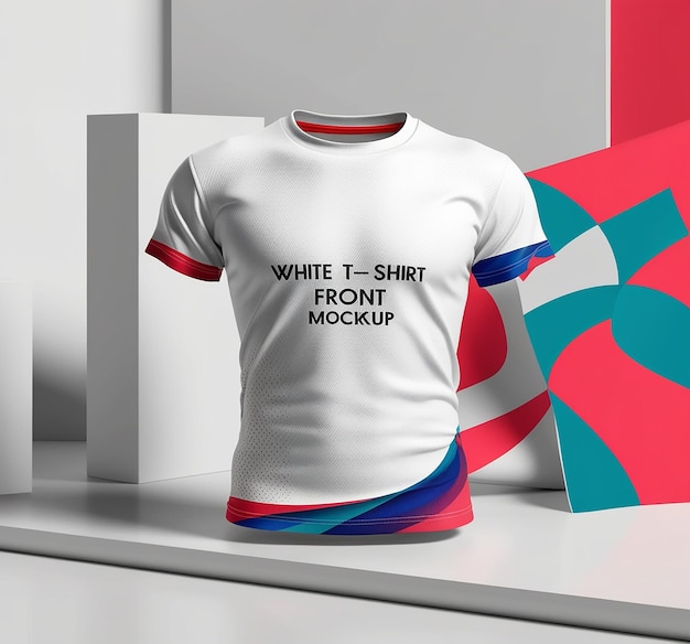 Tshirt mockup design with realistic white tshirt front mockup