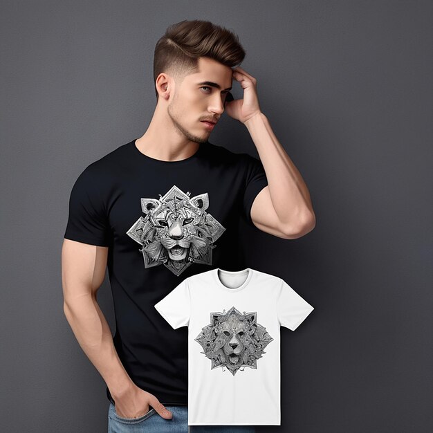 Photo tshirt mockup design with realistic white tshirt front mockup