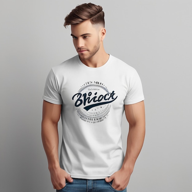 Tshirt mockup design with realistic white tshirt front mockup