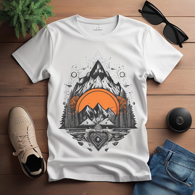 Tshirt mockup design with realistic white tshirt front mockup