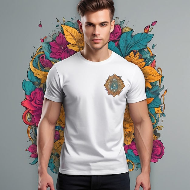 Tshirt mockup design with realistic white tshirt front mockup