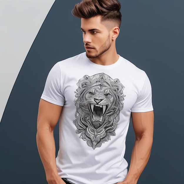 Tshirt mockup design with realistic white tshirt front mockup