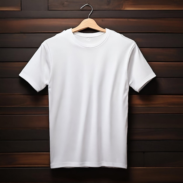 TShirt Mockup Minimalist Chic on Wooden Backdrop