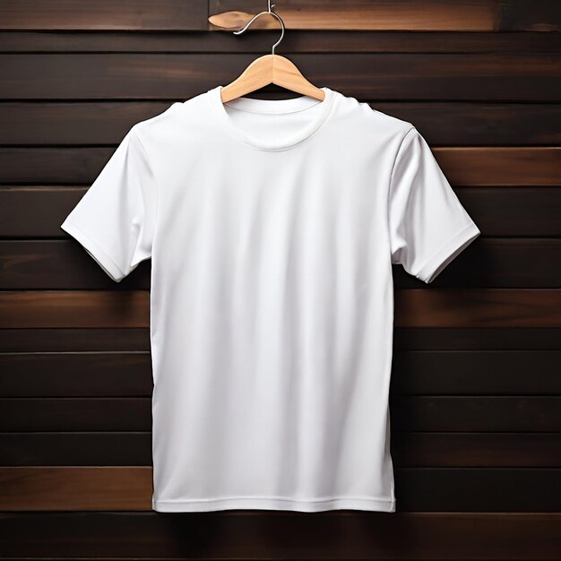 TShirt Mockup Minimalist Chic on Wooden Backdrop