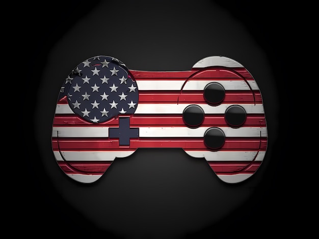 Tshirt POD American Flag Gaming Controller Illustration