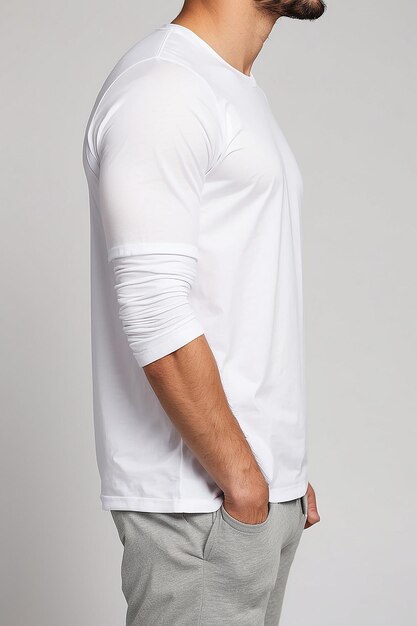 Photo tshirt sleeve white midsection